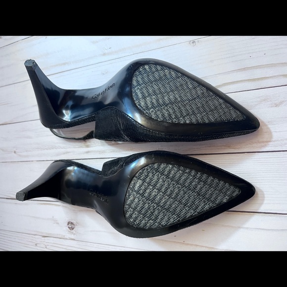Calvin Klein Sadi Lizard Print Black Slingback Heels Size 9, Original Box. - Picture 10 of 13